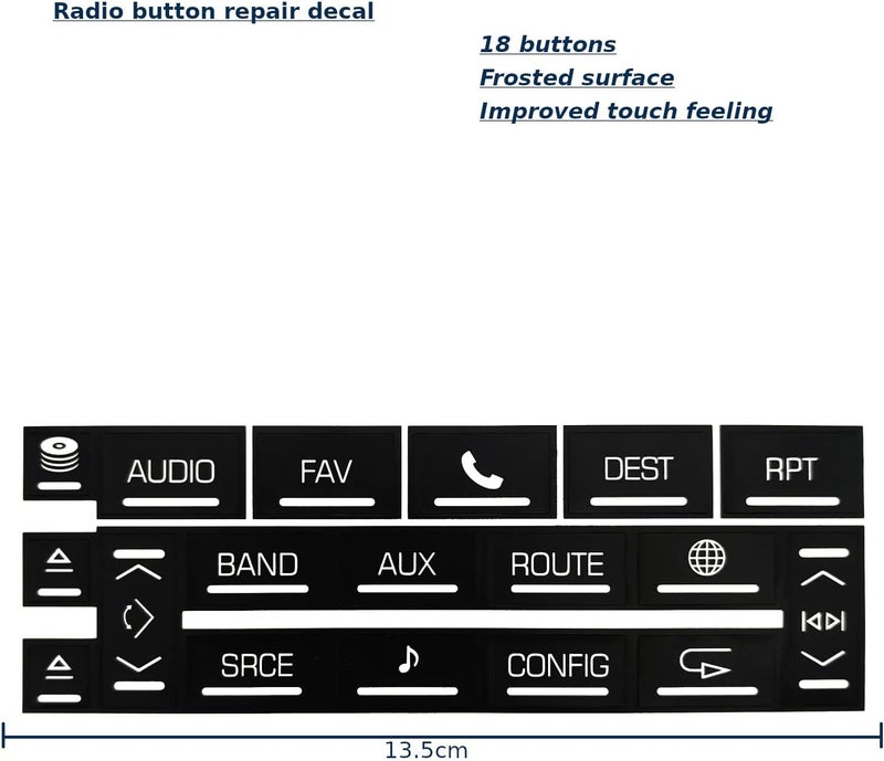 AtticZone AC Radio Button Stickers Dash Repair Decals Compatible with Cadillac Escalade ESV EXT 2007 2008-2014 (Radio18) - Image 3